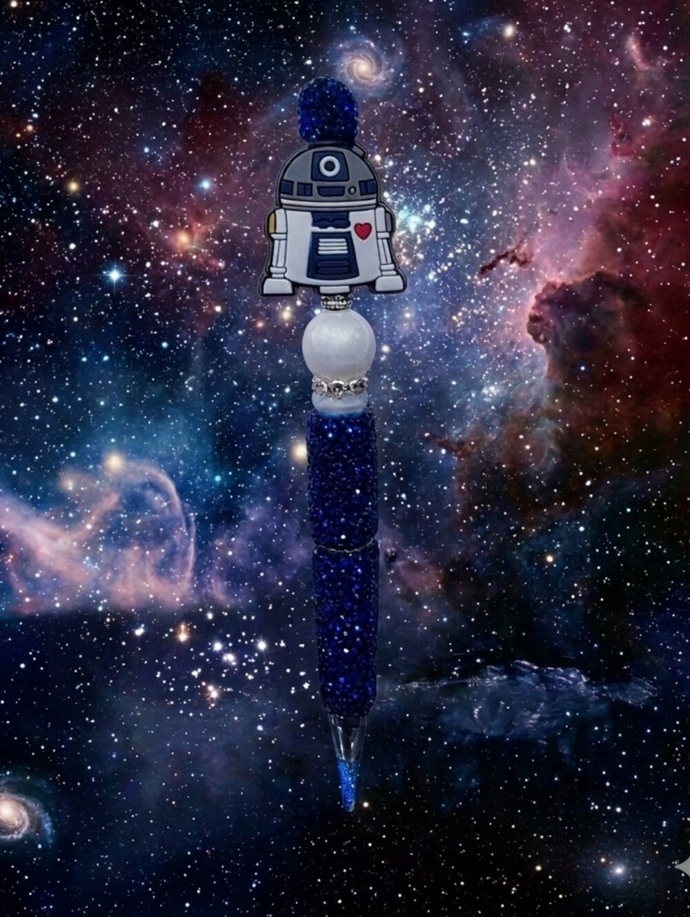 R2-D2 Inspired Bling Pen in Blue With White Accents- Free Refill Included